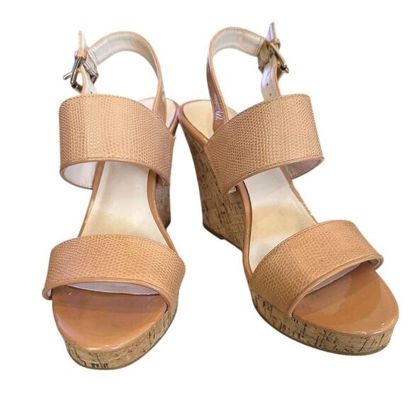 Nine West Women's Cork Wedge Sandals tan Size 6M Casual Summer - Picture 2 of 9